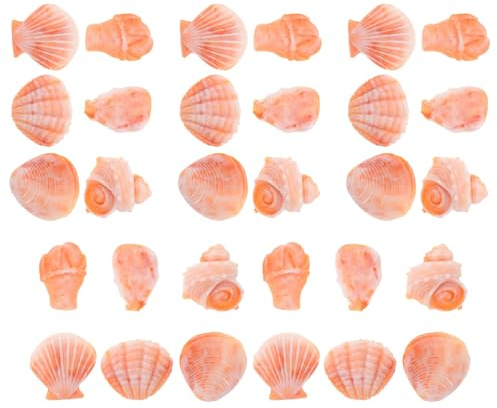 BESTonZON 30 Pièces Remplissage de pièce maîtresse côtière Décoration du Paysage du Poisson décor de thème de Plage de Mariage coquilles de décoration de jardinière Orange