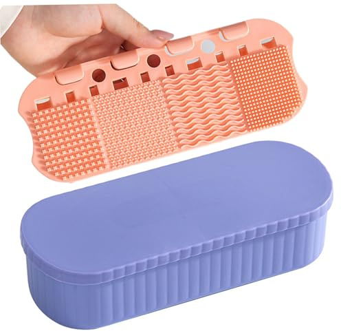 Make-up-Pinselreiniger mit Reinigungsmatte, 3-in-1-Kosmetikpinselreiniger zum Reinigen, Organisieren und Trocknen, tragbarer Make-up-Halter 8, 7 x 3, 5 x 2, 2 Zoll Kosmetik