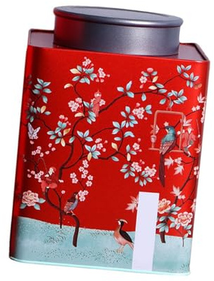 DECHOUS Barattolo per Tè in Latta Grande Rosso con Confezione Regalo Elegante Contenitore Ermetico in Lamiera per Conservazione Tisane e Infusi per Cucina e Regali di Compleanno