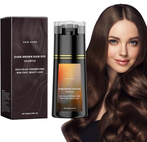 Champú Tinte,Hair Dye Shampoo,Champu Tinte Canas Mujer,Champu Colorante,Hair Color Shampoo,Champú Color Tinte Pelo Barba Champu Canas Instantáneo,Cubre Canas,Marrón oscuro