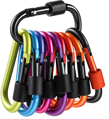 15 Stück Karabiner Schlüsselanhänger, Metall Schraubkarabiner, Bunt | Aluminiumlegierung, 7,8 X 4,3 Cm, Schraubverschluss, Leicht, Für Schlüssel, Rucksack, Camping, Reisen, Nicht Zum Klettern