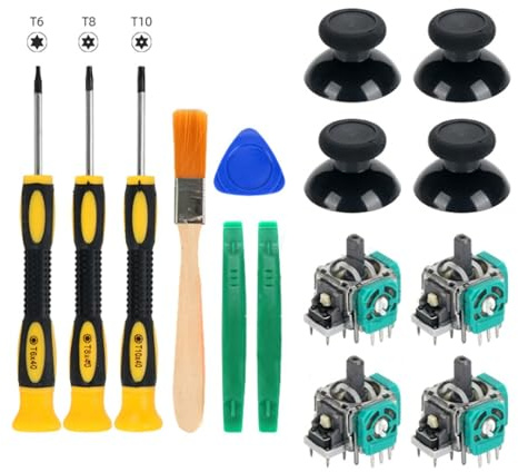 HARY For Xbox Controller Repair Kit, 4PCS Joysticks Replacement | for Xbox Series X/S Controller, 3D Analog Sensor Module, with T6 T8 T10 Screwdriver Tools Kit, Pry Tool