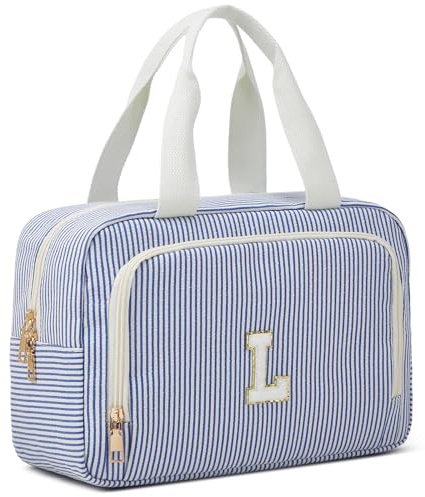 Funtlend Kulturtasche Damen groß Kosmetiktasche personalisiert mit Buchstaben – Kulturbeutel für Pflegeprodukte & Make-up – Leichte Waschtasche für Reise und Alltag