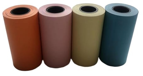 4 Rollen 57 x 30 mm Farb-Thermopapier – Orange, Pink, Gelb, Blau for Mini-Drucker, Fotos, Notizen und Hauptbücher