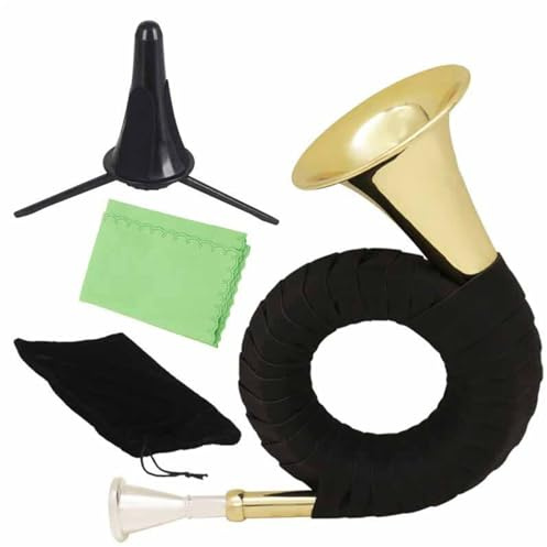 Jagdhorn Aus Messing Mit B-Klappe Französisches Gold-Finish Set Zubehör(Set)