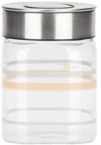 THUN - Barattolo in vetro con tappo in acciaio Pure Elegance - 680ml 9x9x14H cm - •Vetro borosilicato •PP •ABS •Silicone