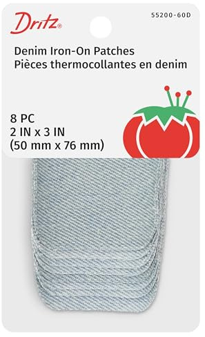 Dritz Denim Iron-On Patches, 2 x 3-Inch, 8 Count, Faded Blue