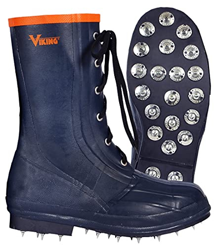 Viking Men's Spiked Forester Caulked Soft Toe Rubber Work Boots, Black/Orange - 13 M