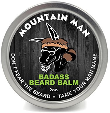 Badass Beard Care Beard Balm - Mountain Man Scent, 2 Ounce - All Natural Ingredients, Keeps Beard and Mustache Full, Soft and Healthy, Reduce Itchy and Flaky Skin, Promote Healthy Growth