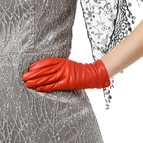 Nappaglo Damen Italienisches Lammfell Leder Handschuhe Touchscreen Winter Warm Weiches Seidenfutter Handschuhe