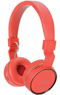 Wireless Bluetooth® Headphones-Hands free calls, FM radio and SD card slot, Noise cancelling-Red