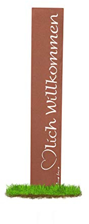 prima terra Herzlich Willkommen Gartenstele Edelrost Stele Dekoration Gartendekoration Deko Garten H=120cm B=20cm