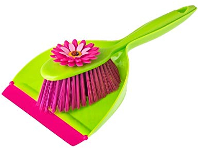 VIGAR 5900 Flower Power Pelle avec Balayette Plastique Vert/Rose 35 x 6 x 35 cm