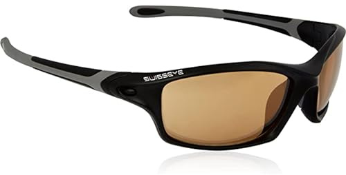 SWISSEYE Grip Sportbrille (100% UVA-, UVB- und UVC-Schutz, verstellbarer Nasenbereich, splitterfreies Material TR90, inkl. Mikrofaserbeutel), black matt/dark grey