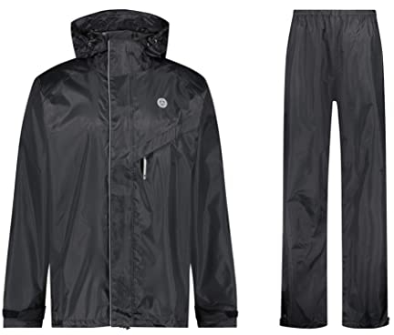 AGU Essential Passat Regenanzug, Regenkleidung Fahrrad Herren & Damen, Wasserdicht & Reflektierend, 100% Recyceltes Polyester, Unisex - M - Schwarz, 43207604
