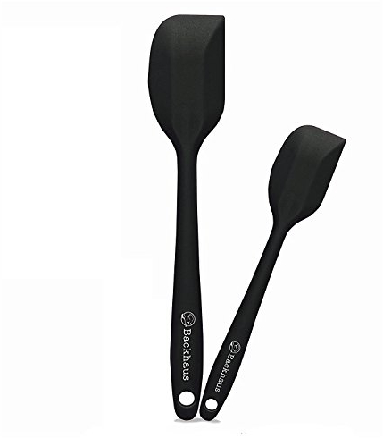 BACKHAUS ® Set Spatole in Silicone Platino Antiaderente con Nucleo in Acciaio, 2 Utensili da Cucina di qualità professionale Resistente al Calore, Nero