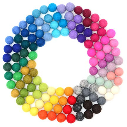 Glaciart One Wolle Filzkugeln, Filz Pom Pom Bälle (120 Stück) 1,5 cm - 0,6 Zoll, handgefertigt, 40 Farben (Rot, Blau, Gelb, Grau, Pastell und mehr) Großhandel, kleine Bällchen für Filzen und Girlanden