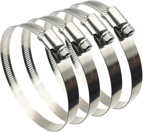 EesTeck 4 (Diameter) Adjustable 304 Stainless Steel Duct Clamps Hose Clamp Pipe Clamp Air Ducting Clamp worm drive hose clamps (4Pcs, 91mm-114mm)