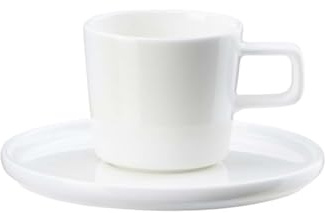 ASA OCO Kaffeetasse mit Unterteller weiß, aus Porzellan hergestellt, Inhalt: 200ml, 2029013