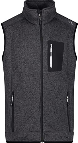 CMP Stickad fleecejacka för män 3H60947N jacka, nero-glaciär, 56 (EU)