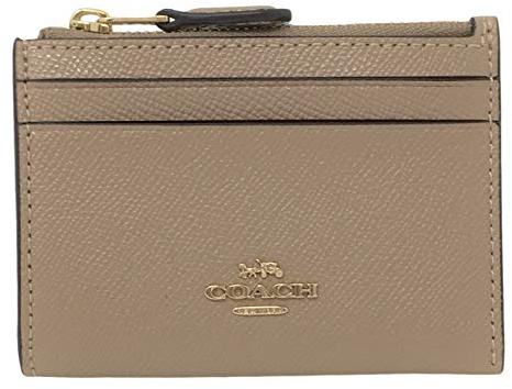 Coach Crossgrain Mini Skinny ID Schlüsselanhänger Kartenetui Taupe 88250