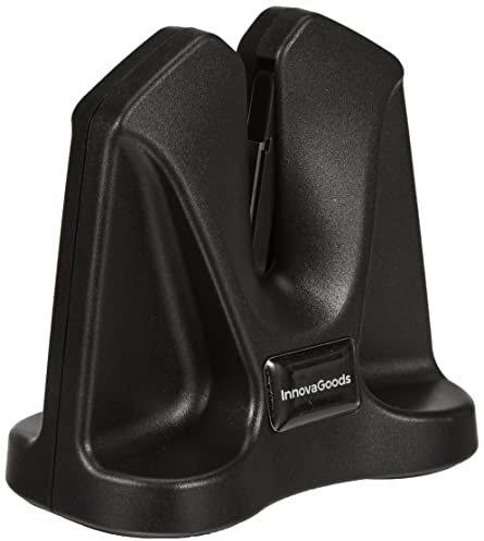 InnovaGoods® afilador cuchillos, afilador de cuchillos profesional, piedra afilar cuchillos, Uso sencillo que consigue un afilado grueso o fino, Material ABS Silicona carburo, Color Negro