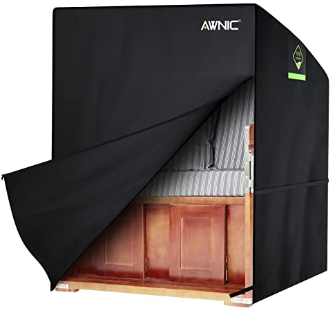 Awnic Telo di copertura per poltrona da spiaggia, 2 posti, copertura per poltrona da spiaggia, impermeabile, antistrappo, protezione UV 420D, poliestere L135 × 105 × 175/140 cm