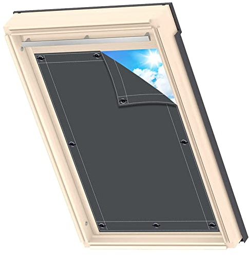 Dachfenster Sonnenschutz Anti UV, Wärmedämmung, Dachfenster Rollo mit Saugnapf Dachfensterrollo für Velux Oberlichter 96x163cm