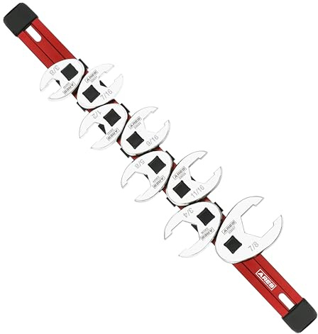 ARES 33011,8-teiliges SAE Schlagmutter Hahnenfußschlüssel Set,6 Punkt Schlagmutter Hahnenfußschlüssel Design,inkl. Aufbewahrungsschiene | 3/8-Zoll-Antrieb, Schlagmutter-Hahnenfußschlüssel von 3/8 Zoll bis 7/8 Zoll; inklusive Aufbewahrungsschiene