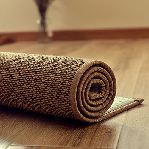 Geovne Tappeto Bamboo Antiscivolo,Tappeto in bambù retrò,Stuoia di bambù Spesso,Estate La Zona Tappeti,con Bordo in Tessuto,Buona Resilienza,per Ufficio,Toeletta,Personalizzabile (W60xH120cm/24 x47)