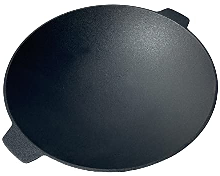 Grillfürst Wok Pfanne XL aus Gusseisen Ø 38 cm - mit zwei Griffen - Grillwok - Gusspfanne mit flachem Boden - für Induktion & Grill geeignet