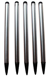 Dealbude24 5X Silber Stylus BedienStift Pen Display Touch Pen 2in1 Spitze für Handy, Tablet,PDA und Organizer Kunststoff