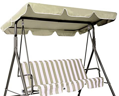 Swing Chair Canopy Replacement, 600D Waterproof Thickened Oxford Cloth Replacement Canopy for Garden Swing 2/3 Seater (3 seater 195 * 125 * 15CM,Beige)