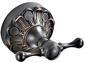 Klobvtt Black Double Prong Coats Towel Hooks, Vintage Engraving Wall Hooks Heavy Duty Hanging Towels Coat Hat Loofah Robe Key Scarf Bag Cap Kitchen Bathrooms Accessories