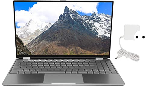 Atyhao Laptop Aziendale, Laptop da 15,6 Pollici Flip di 180 Gradi 100-240 V Tastiera Retroilluminata per Lavoro per Windows 10 (16G+1T Spina UE)