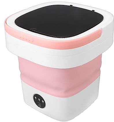 YUYTE Tragbare Waschmaschine, 7,5 L, Faltbare Mini-Waschmaschine und Wäscheschleuder, Kleine Faltbare Eimerwaschmaschine für Camping, Wohnmobil, Wohnheim, Reisen, Reisewäsche (Rosa)
