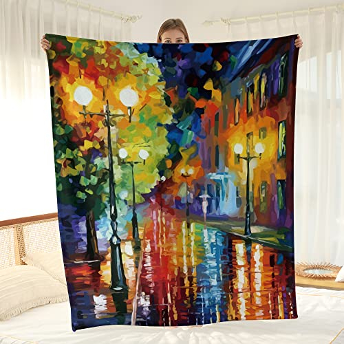 Bunte Ölgemälde-Decke, Kunstgeschenke für Vater, Ehemann, Mutter, Ehefrau, zum Geburtstag, Vatertag, Muttertag, Frauen, Männer, Jungen, Mädchen, Geschenke, Kunst, Raumdekoration, weich, gemütlich,