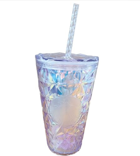 Starbucks 2023 Bicchiere da 16 once in cristallo a prisma iridescente con diamante trasparente, 011147100