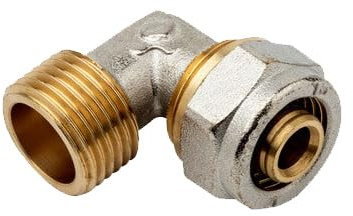 Suinga Codo 1/2 macho para Tubo multicapa de compresion 16 mm, sin necesidad de maquina prensadora, gris.