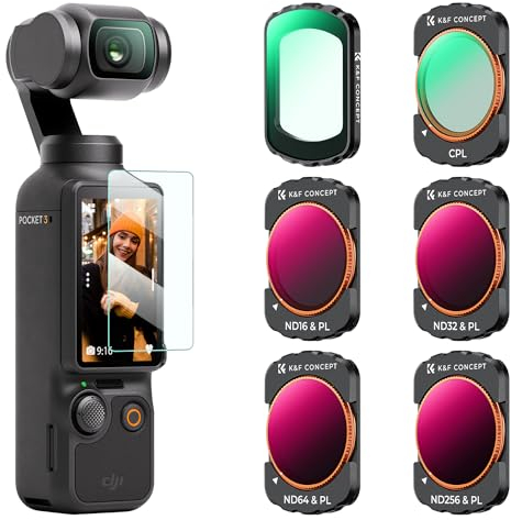 K&F Concept 6-pack Magnetic Filters for Pocket 3- UV, CPL, ND16/PL, ND32/PL, ND64/PL, ND256/PL - Lens Protection Polarizing ND, 28-Layer Coating Optical Glass