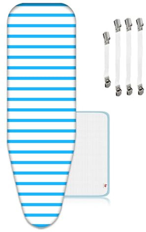 ZJBKX Copriasse da stiro di ricambio con clip e panni antiscottatura, facile da montare, in morbido cotone, 150 x 60 cm