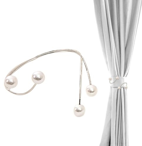 Abrazaderas de cortinas, abrazas de cortinas, pinzas de cortinas de perlas metálicas, clips de decoración estética, cierres de cortinas de ventana, cierres de cortinas ajustables, hebillas