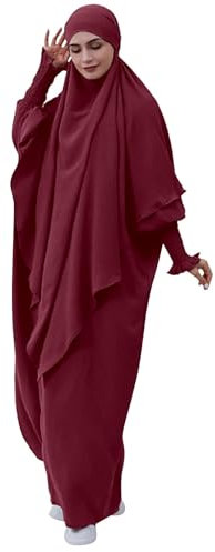 Bauzuoyo Gebetskleidung für Frauen Muslim Hijab Damen Kopftuch Abaya Lange Einfarbig Khimar Hijab, Dubai Nahen Osten Türkei Arabische Schal Tuch Hijab Weich Gemütlich Islamische Halstuch