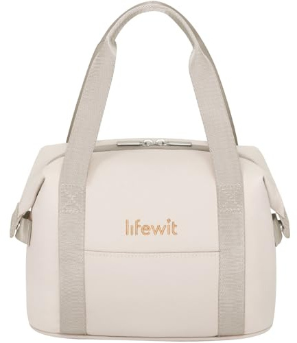 Lifewit bolsa Termica Porta Alimentos para Mujer, Bolso Comida Trabajo Impermeable Suave para Lonchera, Pequeña Bolsas Isotermica para Work, Playa, Viaje, Picnic, Beige, 6L