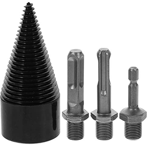 Yardwe Broca Para Partir Madera y Carpintería 42mm Negra Mango Hexagonal 4 Piezas Para Taladro Eléctrico Uso Corte y División Rápida De Leña