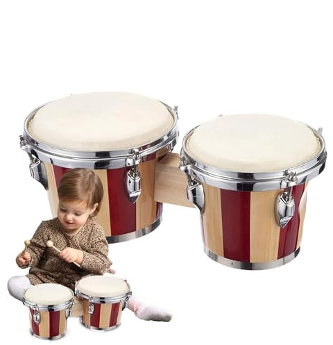 Hqunjikp bongo trumma för barn, professionell handtrumma i trä – 15 cm och 18 cm bongos professionell, nybörjare musikinstrument för tonåringar, barn
