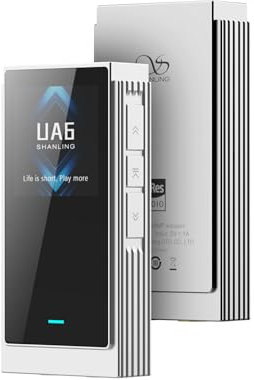 SHANLING UA6 Headphone Amplifier, Portable USB DAC Amp, CS43131x4 DAC, 768kHz/32bit DSD512, 1.3IN Display, for Android/iOS/Mac/Windows, 3.5/4.4mm/SPDIF Output, up to 361mW@32Ω Output (Silver)