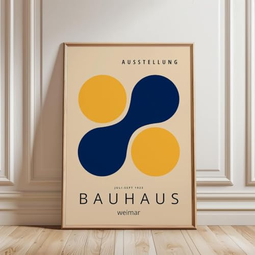 ARTINSPIRIO Bauhaus Kunstdruck, Blau und Gelb, ohne Rahmen (30x40 cm)
