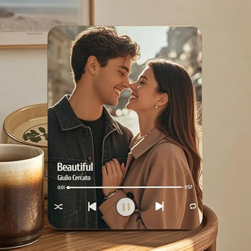 SOUFEEL Marcos de Fotos Personalizados, Marco de Foto Musical con Foto & Canción, Placa Spotify con Música, Regalo para Parejas, Amantes, Familia, Amigos