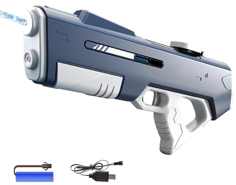 Elektrische Wasserpistole für Kinder und Erwachsene, Fulluky Wasserpistole Elektrisch 7-8M mit Licht, Leistungsstarke Wasserpistole Wasserspielzeug Pool Sommerspielzeug für Kinder (Blue)